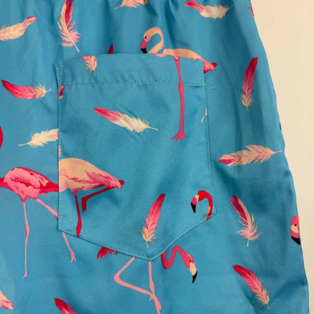 Vatpave Mens Flamingo Stripe Matching Set Blue Pink Summer Beach Outfit Small - Picture 14 of 14